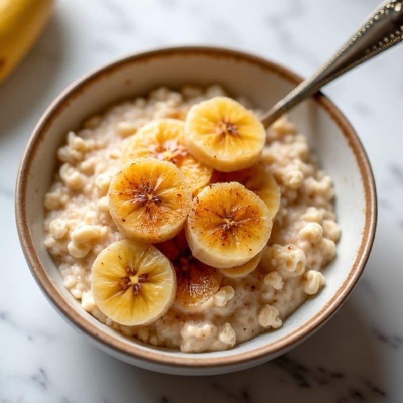Creamy Vanilla-Cinnamon Protein Oats with Caramelized Bananas
