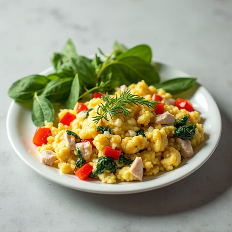 Egg White Scramble with Turkey Breast and Spinach
