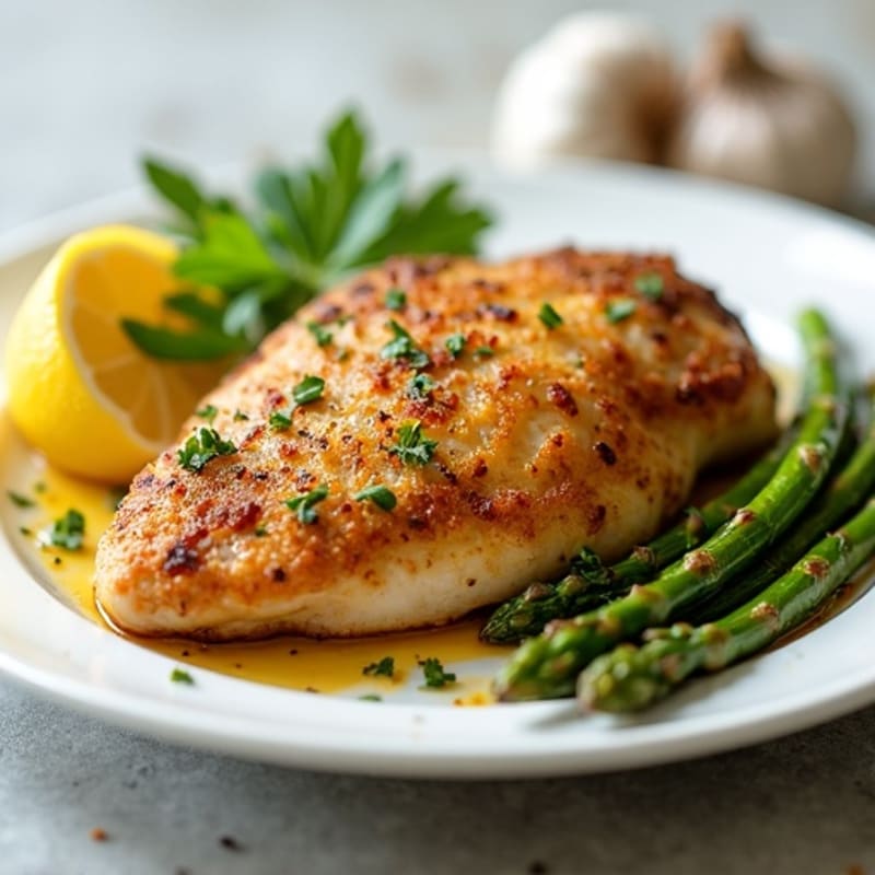 Crispy Lemon-Herb Roasted Chicken with Tender Asparagus