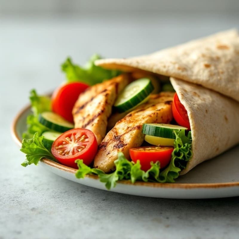Lemon-Garlic Grilled Chicken and Fresh Veggie Wrap