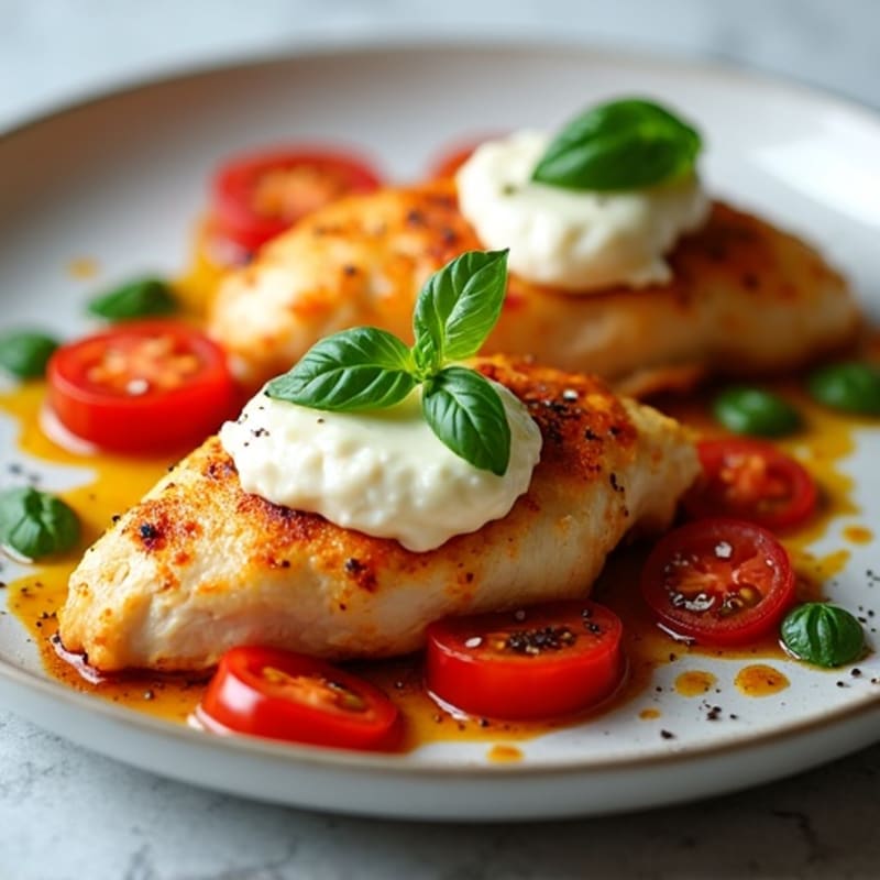 Baked Chicken with Fresh Tomato, Melty Mozzarella, and Basil