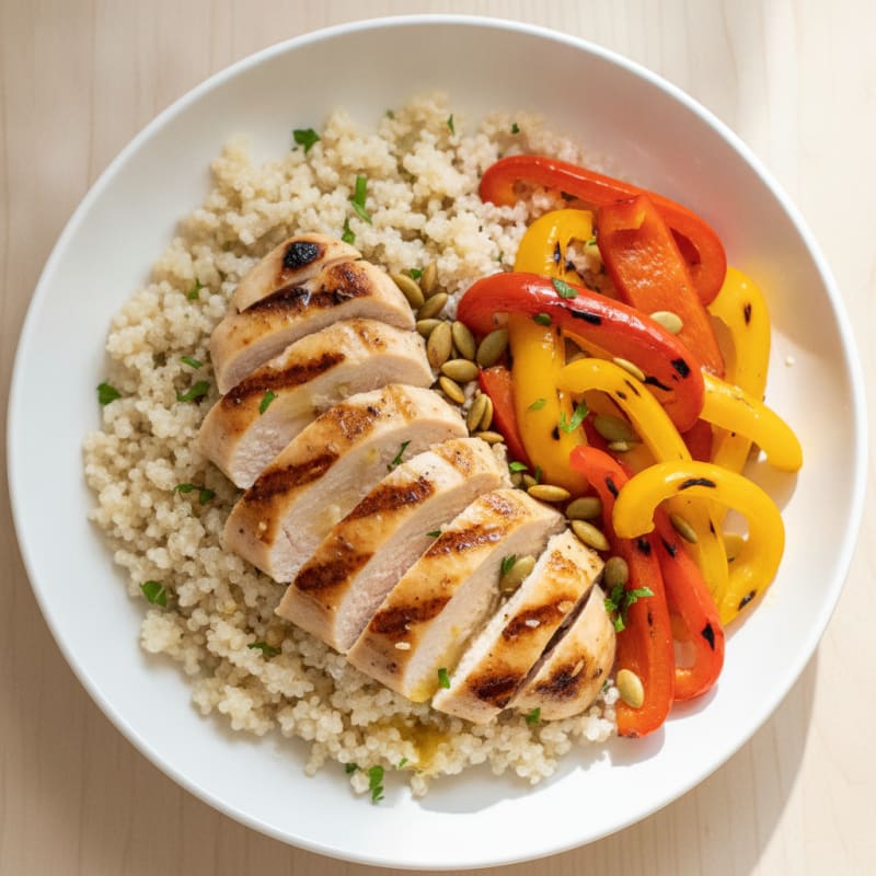 Grilled Chicken and Bell Pepper Quinoa Bowl