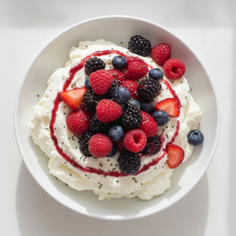 Silky Greek Yogurt Protein Mousse with Mixed Berries