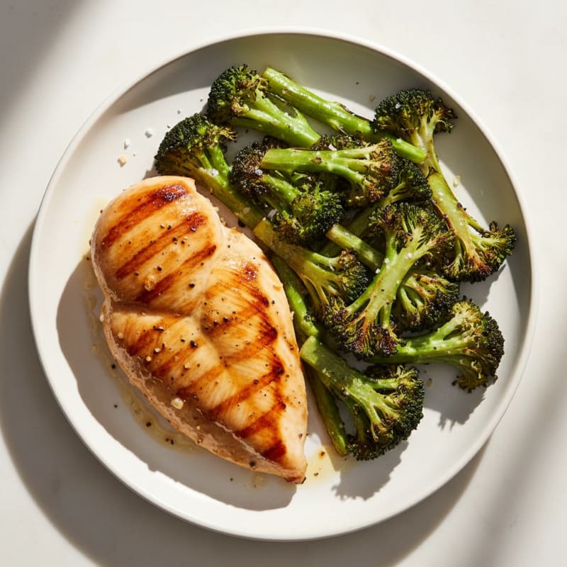 Grilled Chicken Breast with Roasted Broccoli