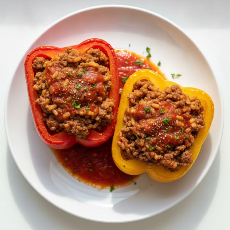 Beef and Rice Stuffed Bell Peppers