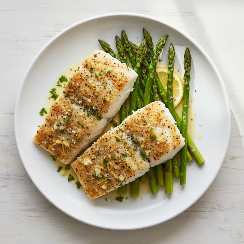 Lemon Herb Baked Cod with Asparagus