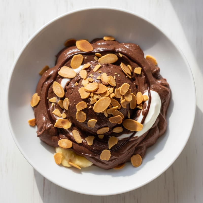 Silky Chocolate Protein Pudding with Almond Crunch