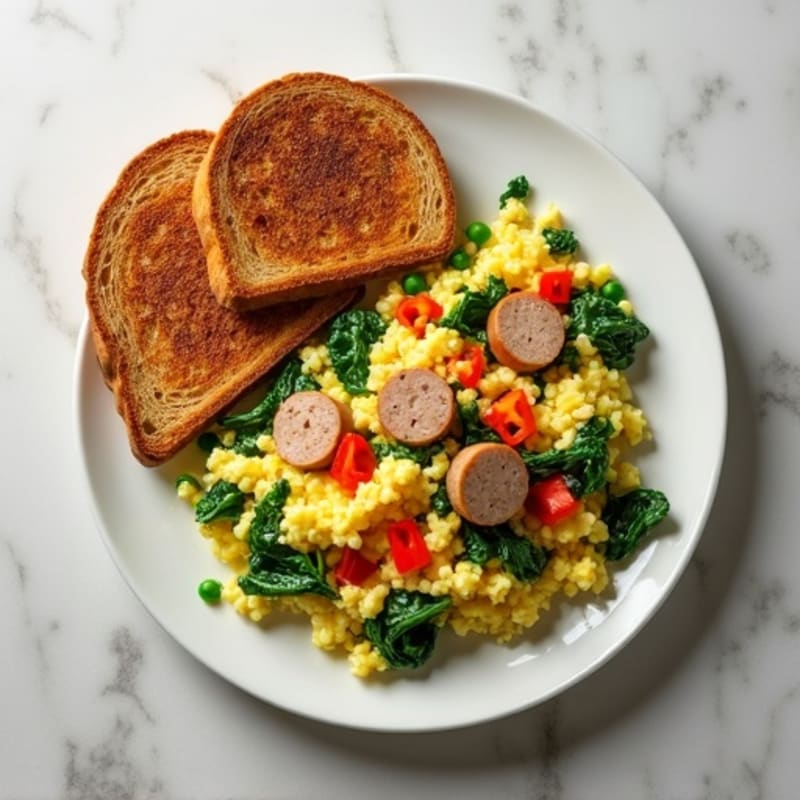 Egg White and Turkey Sausage Scramble with Spinach