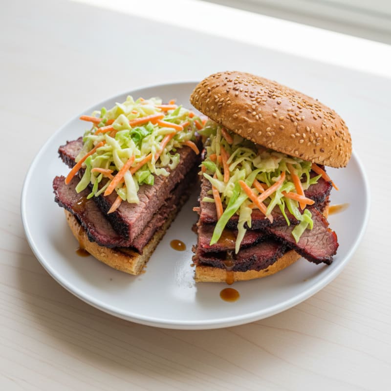 Smoked Brisket Sandwich with Tangy Slaw