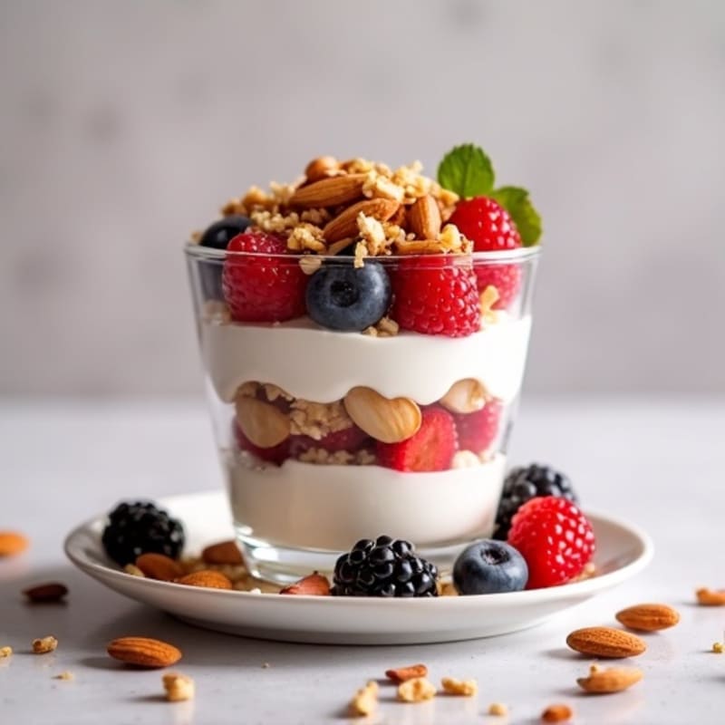 Greek Yogurt Parfait with Fresh Berries and Almonds