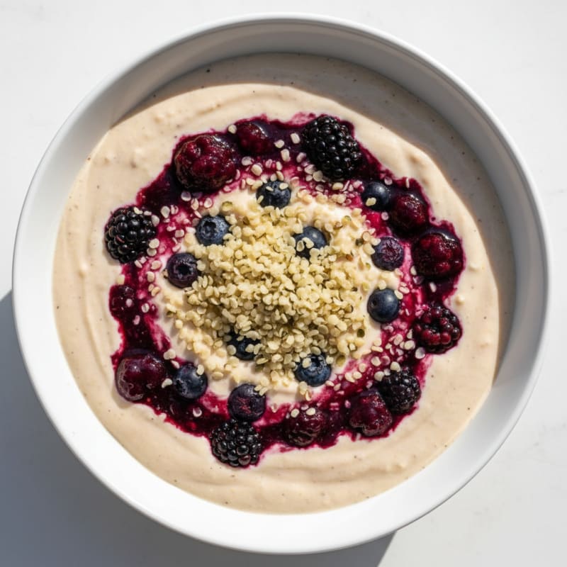 Silky Tofu Berry Smoothie Bowl with Hemp Seeds