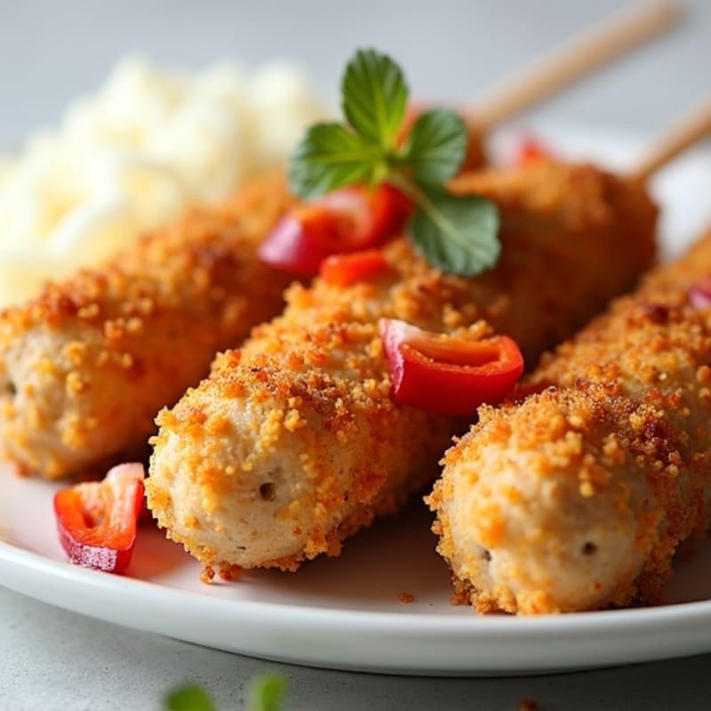 Crispy Cornmeal-Crusted Chicken Sausage Skewers
