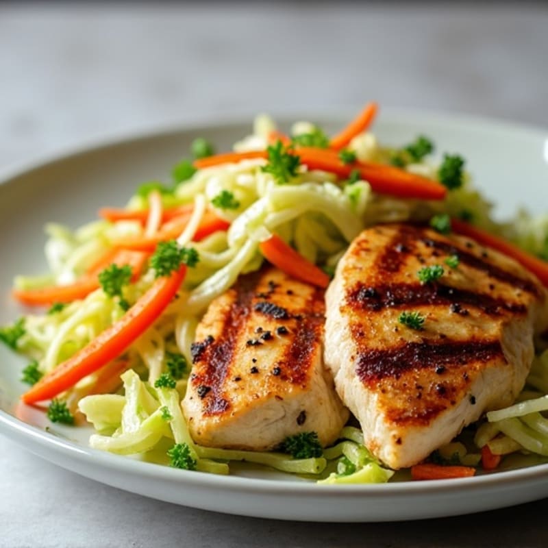 Grilled Chicken Breast with Crunchy Cabbage Slaw