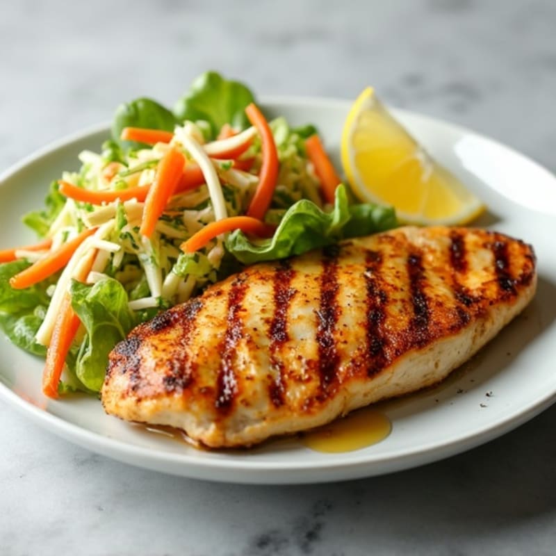 Grilled Chicken Breast with Crunchy Vegetable Slaw