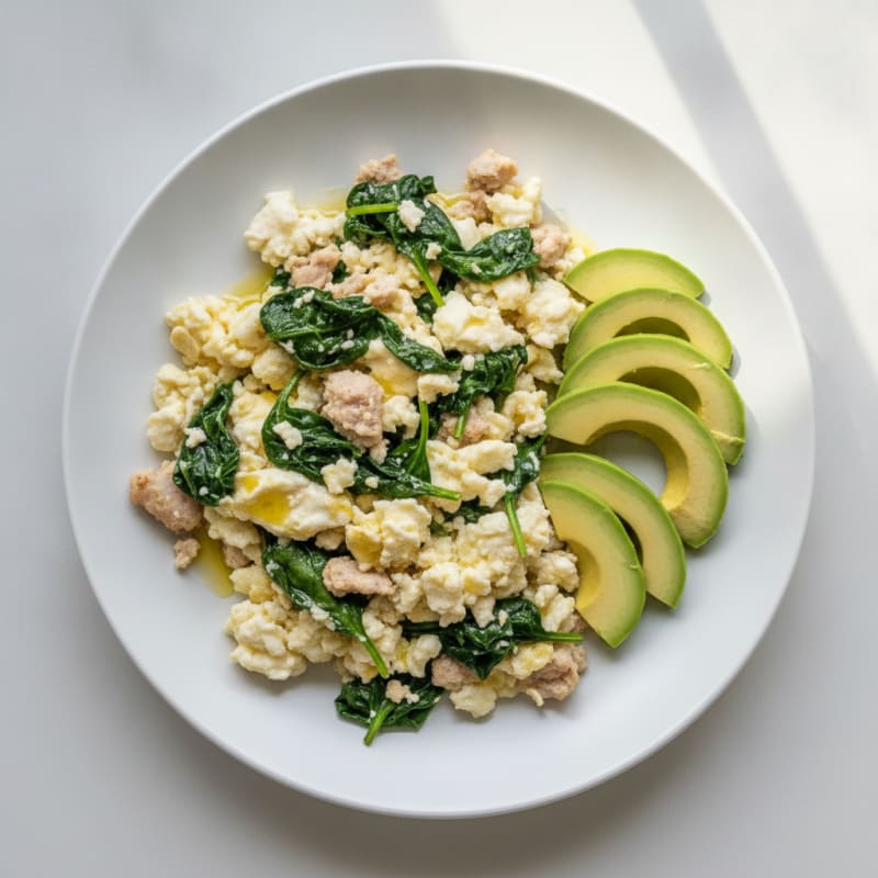 Egg White Scramble with Spinach and Turkey Breast