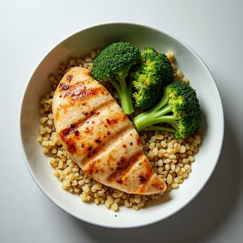 Grilled Chicken and Quinoa Bowl with Roasted Broccoli