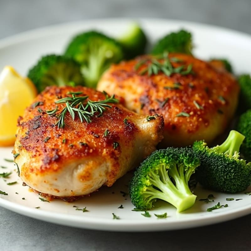 Crispy Lemon-Herb Chicken Thighs with Roasted Broccoli