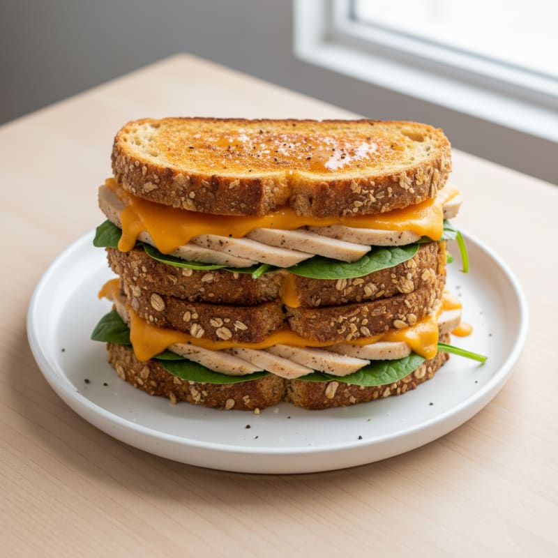 Golden Triple-Decker Grilled Cheese