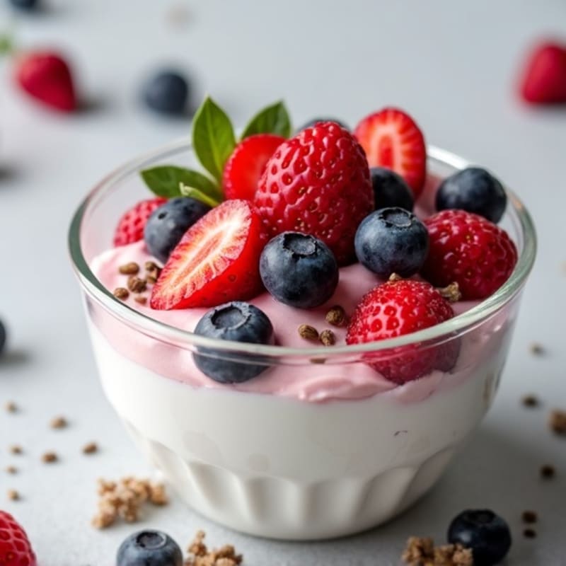 Greek Yogurt Protein Mousse with Mixed Berries