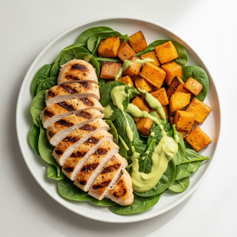 Grilled Chicken and Roasted Sweet Potato Bowl