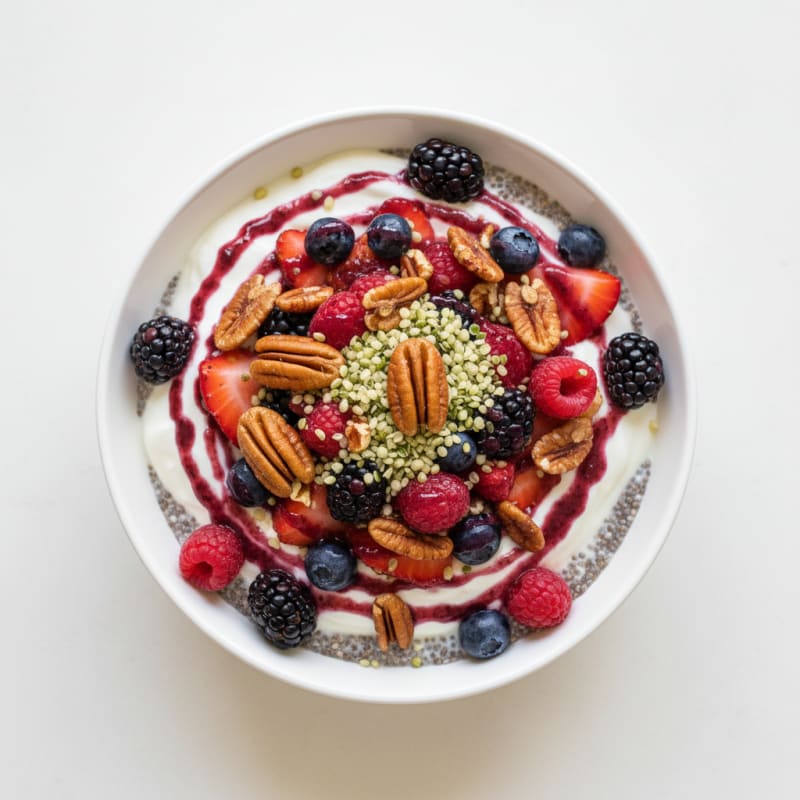 Creamy Greek Yogurt Parfait with Chia Seeds and Mixed Berries