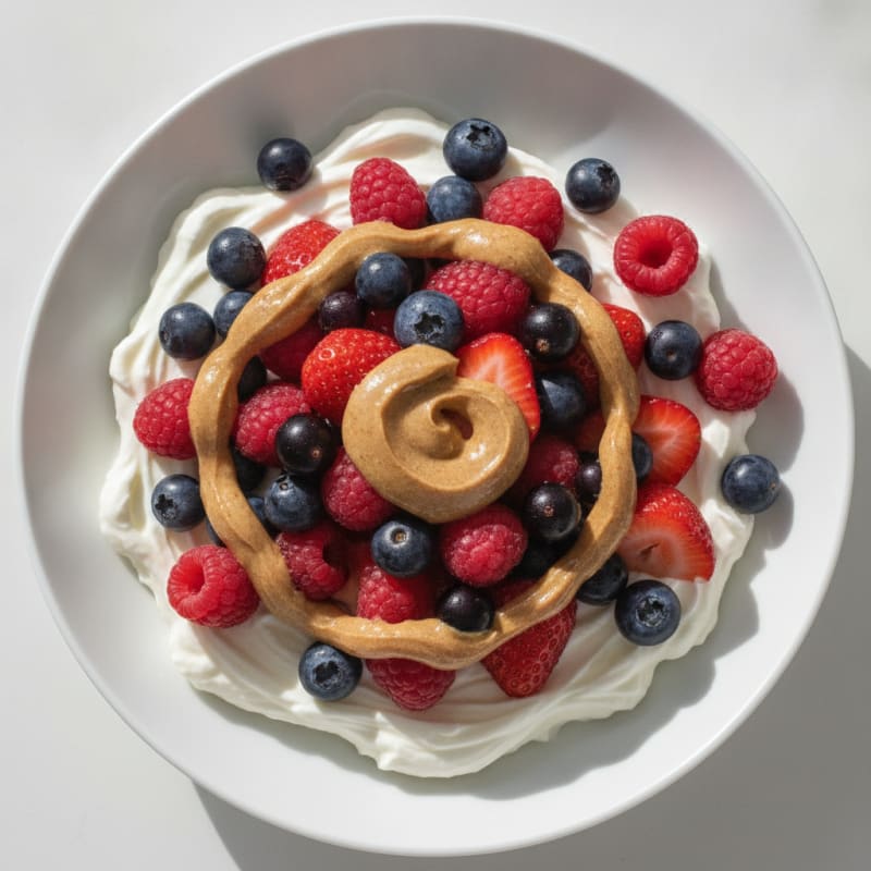 Greek Yogurt Protein Bowl with Mixed Berries and Almond Butter