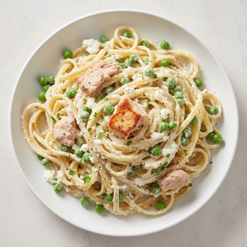 Creamy Tuna and Cottage Cheese Linguine