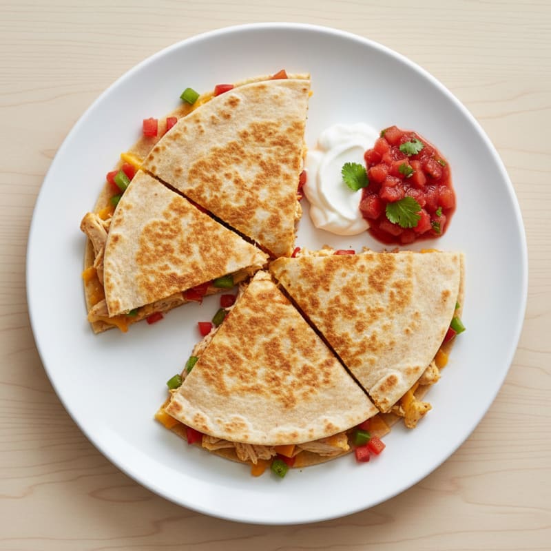 Crispy Chicken and Cheese Quesadillas