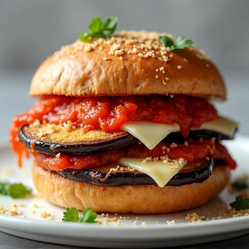 Crispy Baked Eggplant Parmesan Sandwich