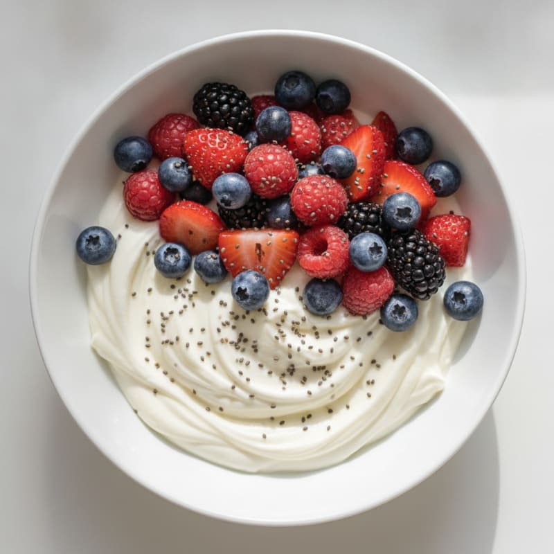 Silky Greek Yogurt Protein Bowl with Mixed Berries