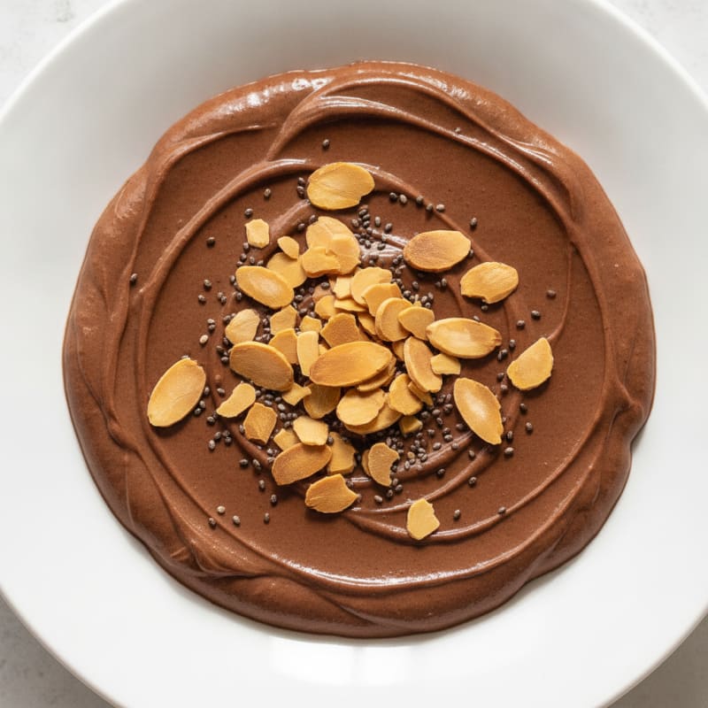 Silky Chocolate Protein Pudding with Sliced Almonds