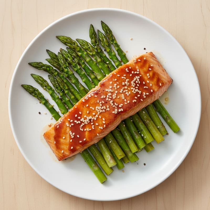 Golden Teriyaki-Glazed Salmon with Roasted Asparagus