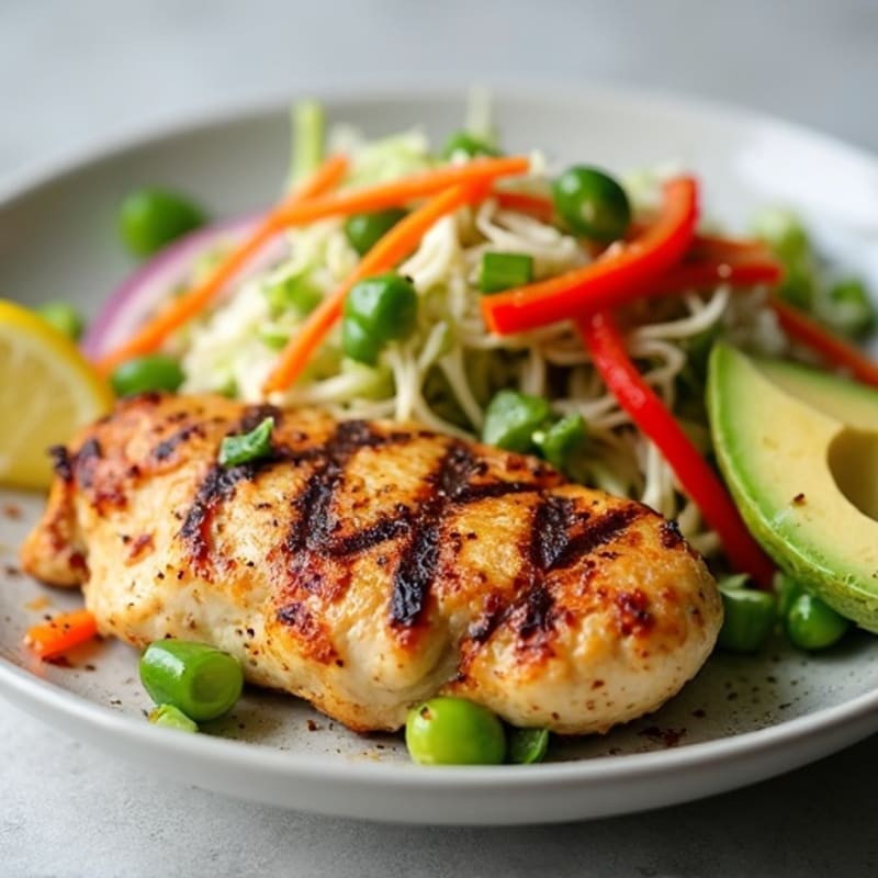 Grilled Chicken Breast with Crunchy Cabbage Slaw