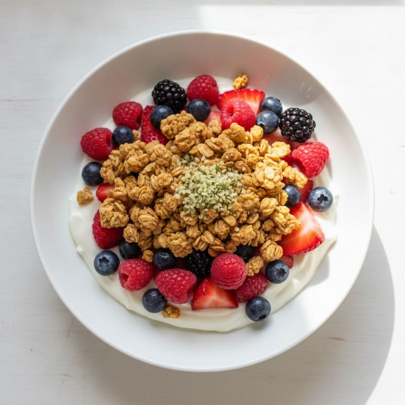 Creamy Greek Yogurt Parfait with Mixed Berries and Protein Granola
