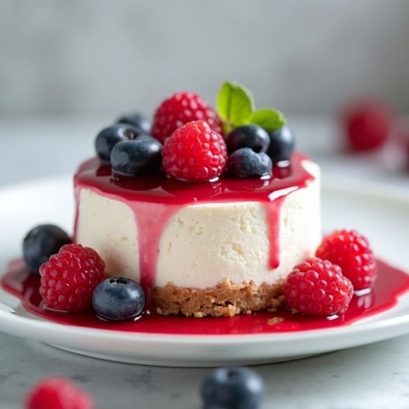 Greek Yogurt Protein Cheesecake with Mixed Berries