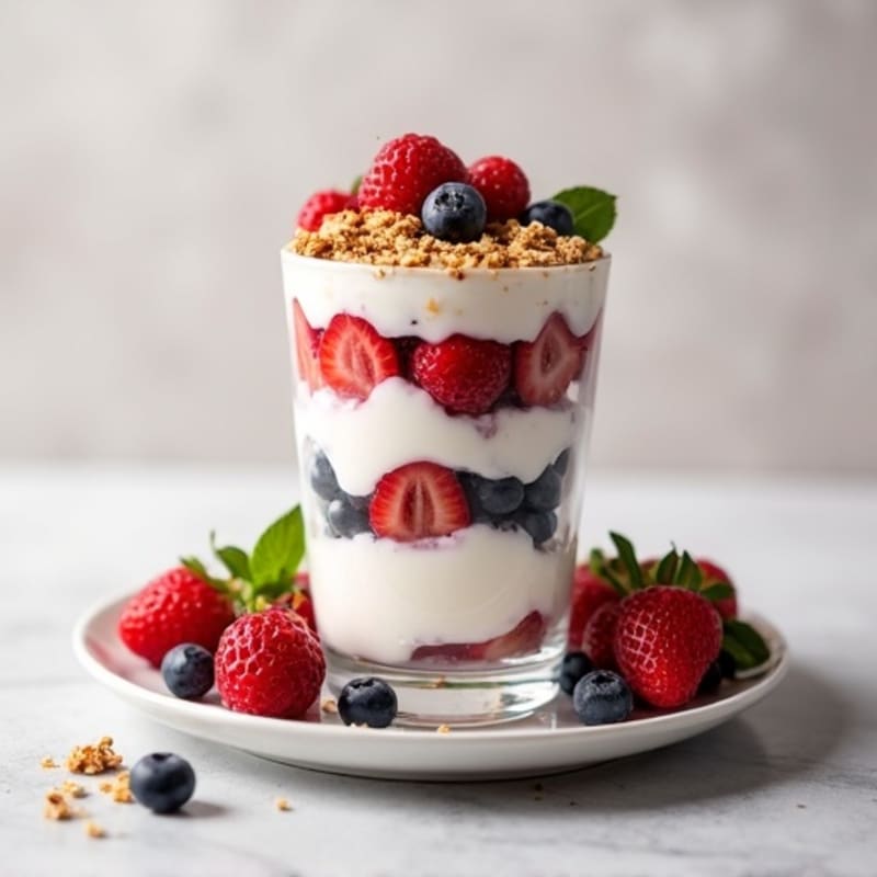 Greek Yogurt Protein Parfait with Mixed Berries