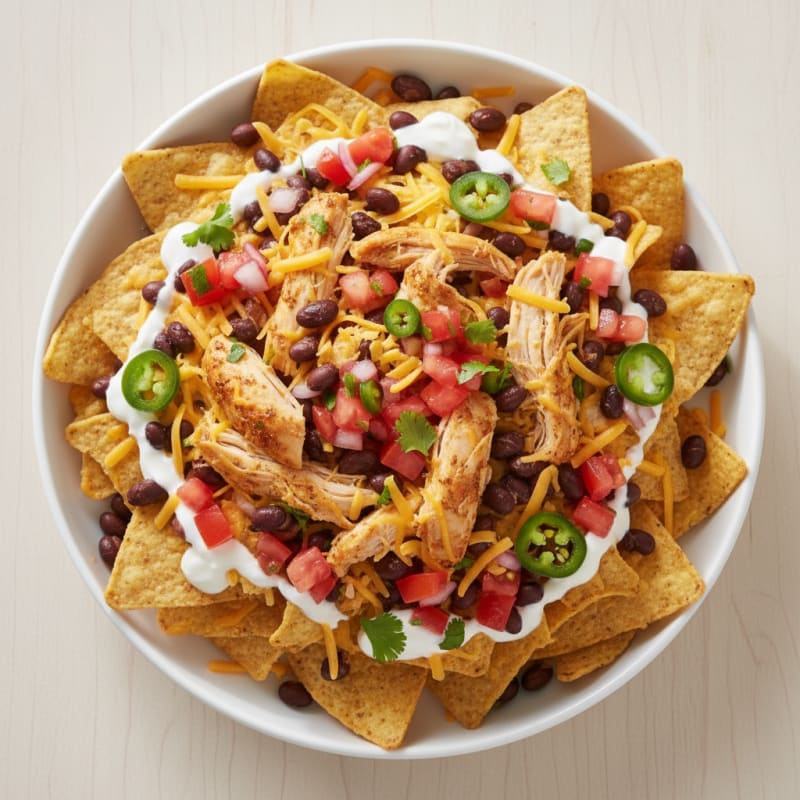 Loaded Chicken Nachos with Black Beans