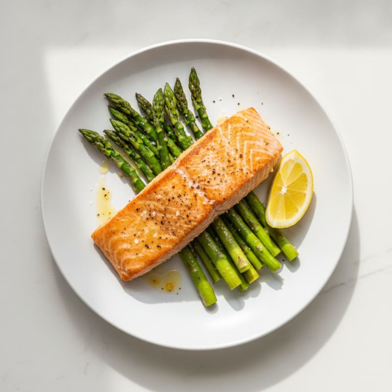 Pan-Seared Salmon with Roasted Asparagus