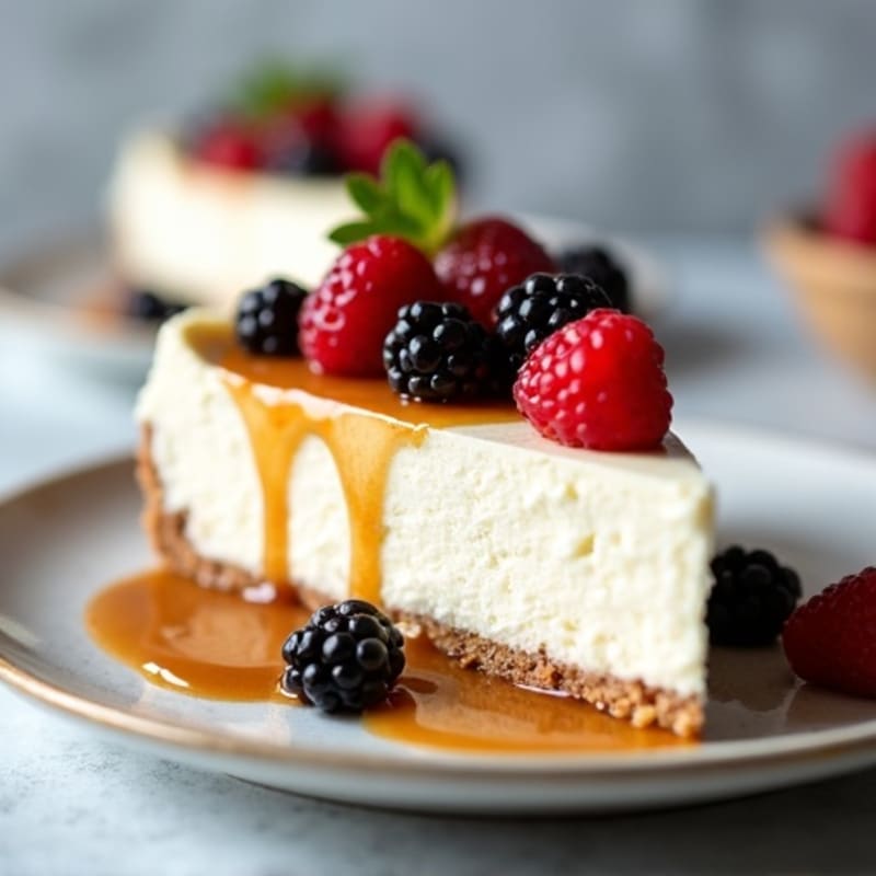 Creamy Greek Yogurt Protein Cheesecake with Mixed Berries
