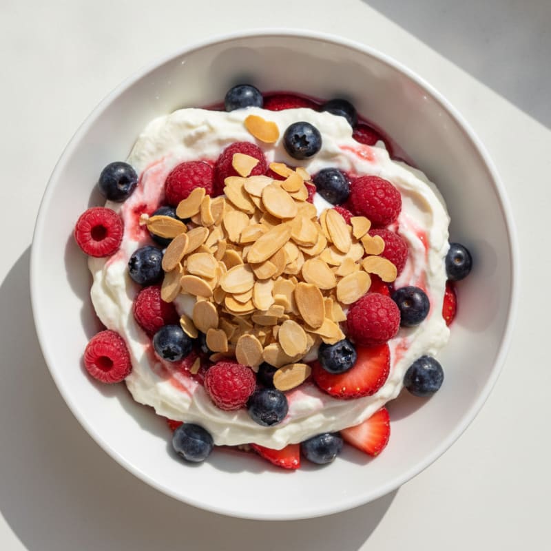Greek Yogurt Protein Parfait with Berries and Almonds