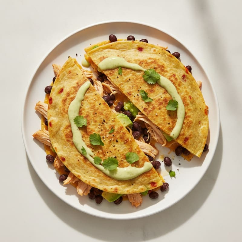 Shredded Chicken and Black Bean Habanero Lime Quesadilla