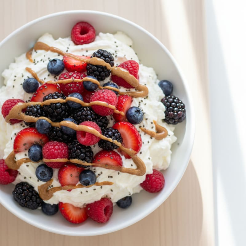 Creamy Greek Yogurt Protein Pudding with Mixed Berries