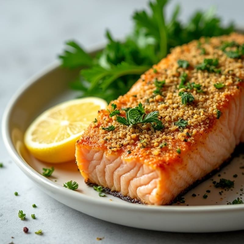 Herb-Crusted Pan Seared Salmon with Lemon
