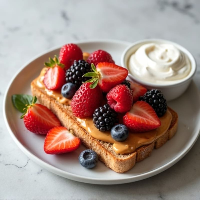 Creamy Peanut Butter and Fresh Berry Whole Wheat Toast