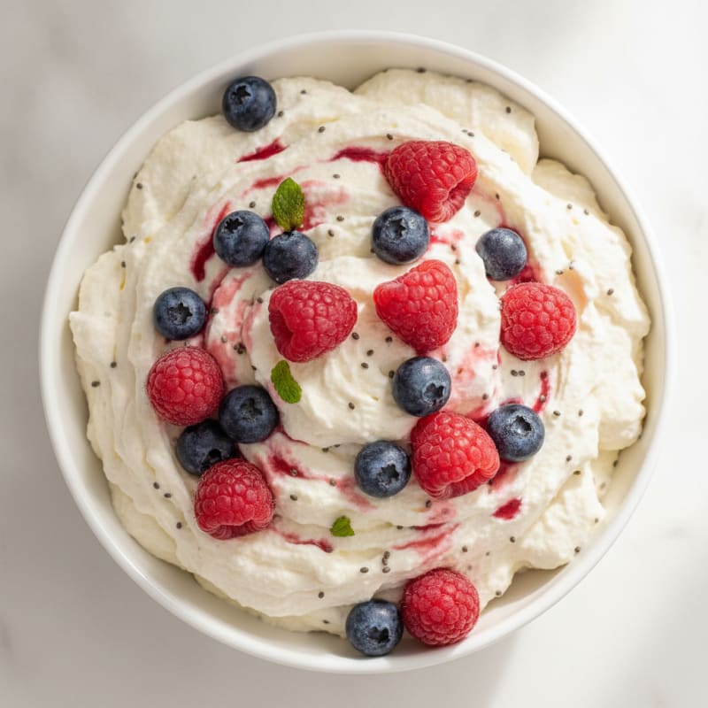 Greek Yogurt Protein Mousse with Mixed Berries
