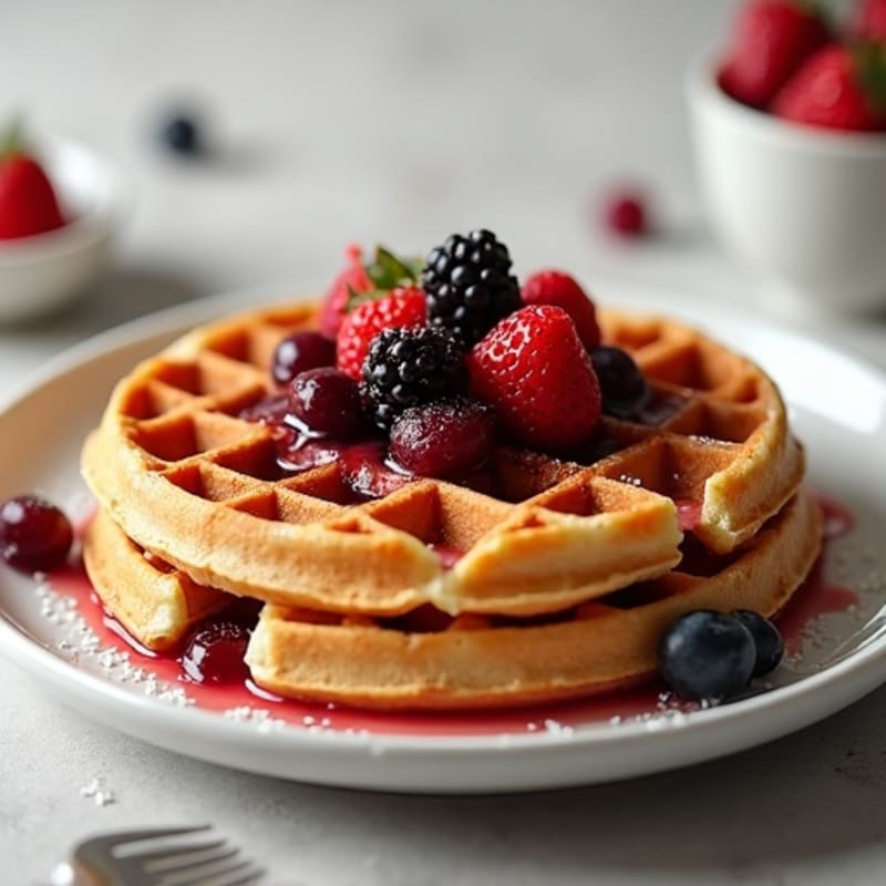 Protein-Packed Almond Flour Waffles with Berry Compote