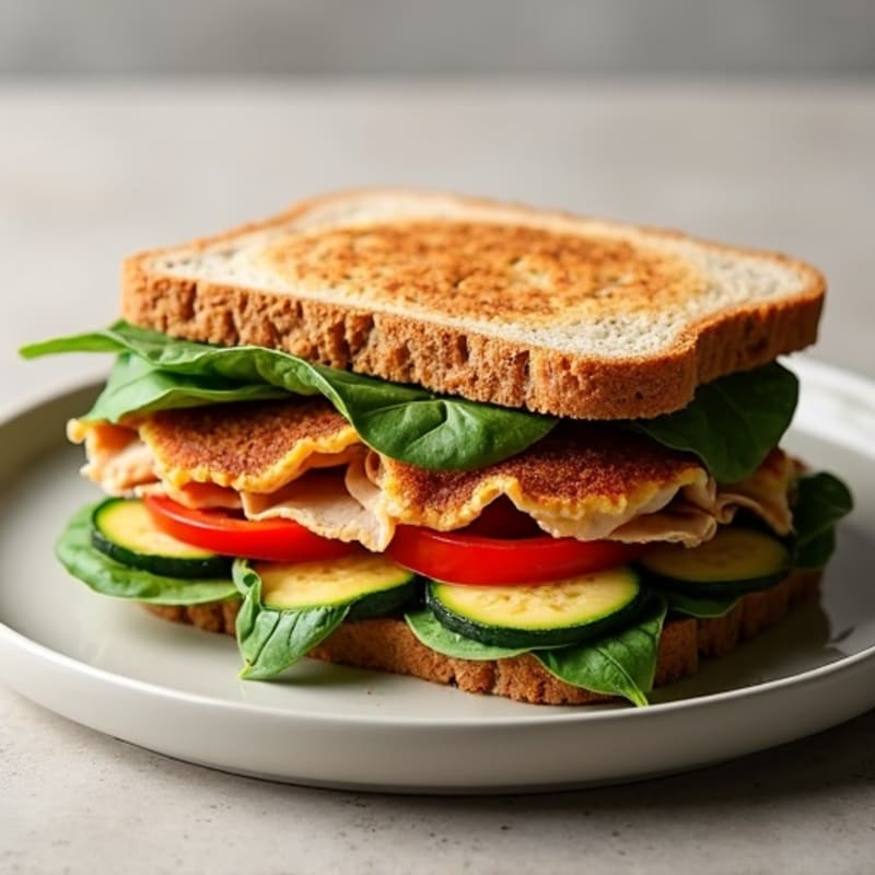 Roasted Turkey and Crispy Veggie Whole Wheat Sandwich