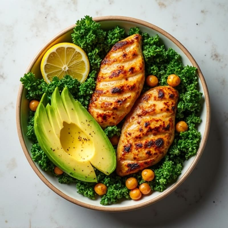 Crunchy Avocado Kale Bowl with Citrus Vinaigrette