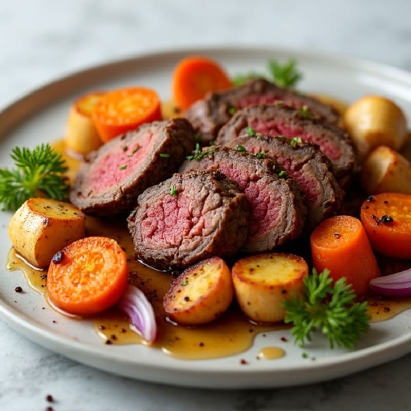 Savory Ground Lamb with Roasted Root Vegetables