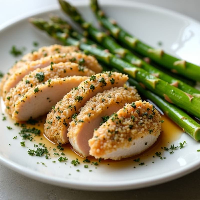 Herb-Crusted Lean Turkey Breast with Roasted Asparagus